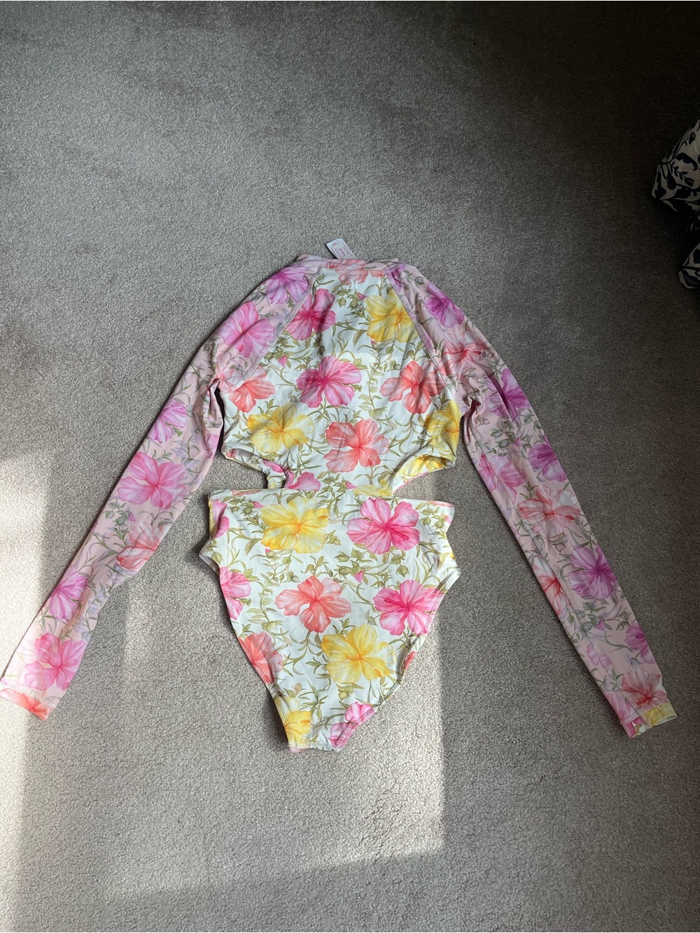 LoveShackFancy x Hurley Hibiscus Long Sleeve Surf Swimsuit Sz S Rash Guard SPF - Picture 9 of 11